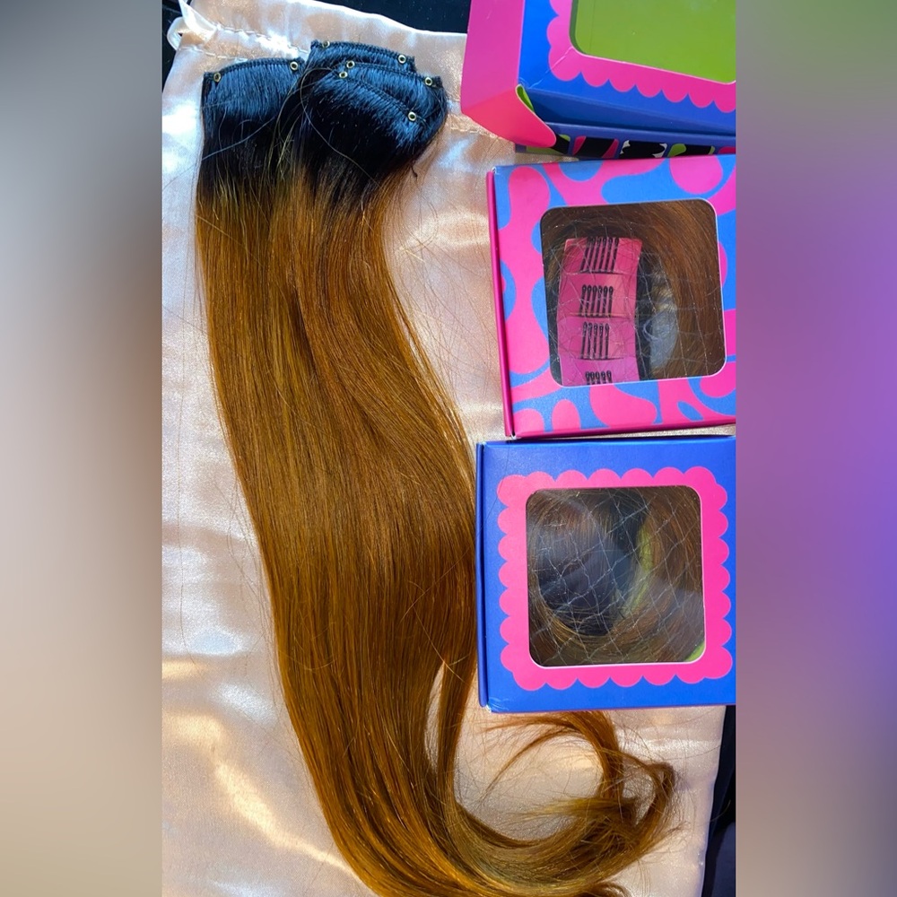 Human hair Luxurious Black and Reddish Brown Hair Extensions - Picture 2 of 5